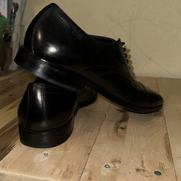 Hugo Boss Men\'s Blk Mitano Leather Derby 50190694 $ Sz  10